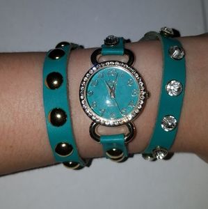 Blue wrap-around watch